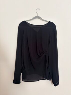 Ted Baker Black Sheer Long-Sleeve Ruched Blouse
